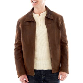 R&O Leather Open Bottom Jacket, Brown, Mens