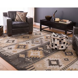 Meticulously Woven Black/grey Southwestern Aztec Nomad Area Rug (53 X 76)