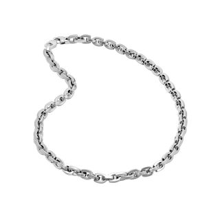 Mens Stainless Steel Horseshoe Link Necklace, White