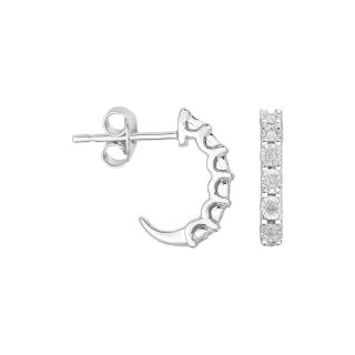 TruMiracle 1/10 CT. T.W. Diamond Sterling Silver C Hoop Earrings, Womens