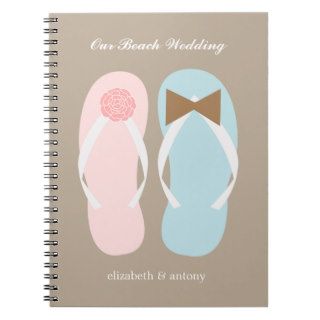 His and Hers Flip Flops Beach Wedding Planner Spiral Notebook