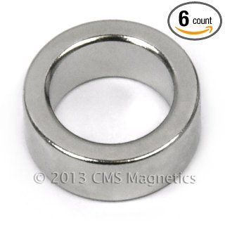 CMS Magnetics Ring OD 0.786" X ID 0.546" X 0.3" N42 Neodymium Magnets 6 Count Industrial Rare Earth Magnets