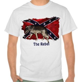 Confederate Flag Grey Wolf Southern Cross US Flag T Shirt