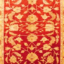 Afghan Hand knotted Vegetable Dye Oushak Red/Beige Wool Rug (9'5 x 11'7) 7x9   10x14 Rugs