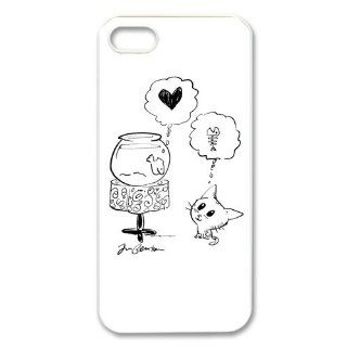 Custom Cat Fall in Love with Fish Personalized Cover Case for iPhone 5 5S LS 532 Cell Phones & Accessories