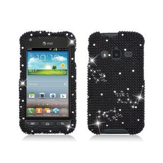 Black Bling Gem Jeweled Crystal Cover Case for Samsung Galaxy Rugby Pro SGH I547 Cell Phones & Accessories