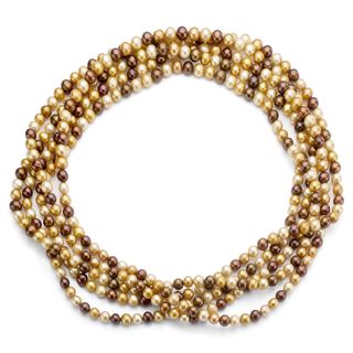 DaVonna Champange FW Pearl 48 inch Endless Necklace (6.5 7 mm) DaVonna Pearl Necklaces