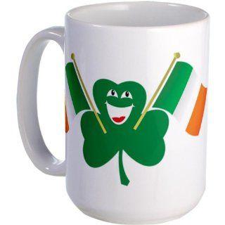  Shamrock Waving Irish Flags Large Mug Large Mug   Standard Kitchen & Dining