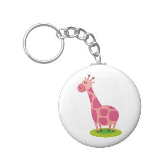 Personalized Giraffe Pink Kids Cartoon Gift Keychains
