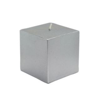 Zest Candle 3 in. x 3 in. Metallic Silver Square Pillar Candles Bulk (12 Case) CPZ 136_12