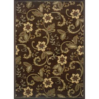 Indoor Floral Brown/ Ivory Rug (9'10 x 12'9) Style Haven 7x9   10x14 Rugs