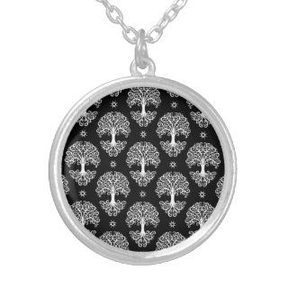 Black and White Tree of Life Pattern Pendant