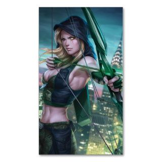 Robyn Hood Wanted #1 Female Archer Bow & Arrow Business Card Templates