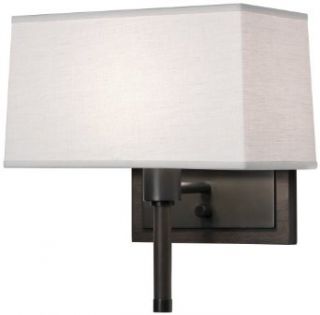 Adaire 1 Light Wall Sconce Finish Deep Patina Bronze with White Shade   Sconce With Rectangular Shade  