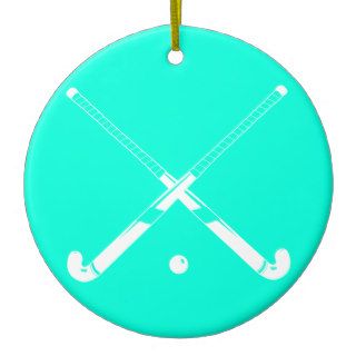 Field Hockey Silhouette Ornament Turquoise
