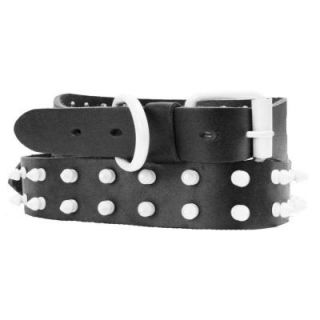 Platinum Pets 29 in. Black Genuine Leather Dog Collar in White Spikes LC29INWHTSPK