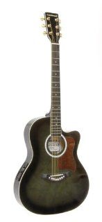 Crestwood 2017EQBBK Solid Body Acoustic Electric Guitar, Blackburst Musical Instruments