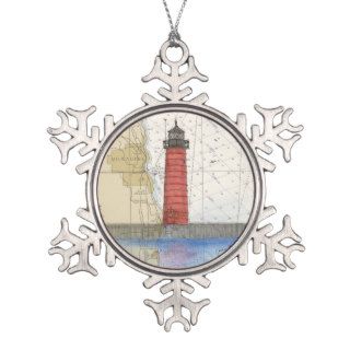 Kenosha Lighthouse WI Nautical Chart Peek Art Ornament