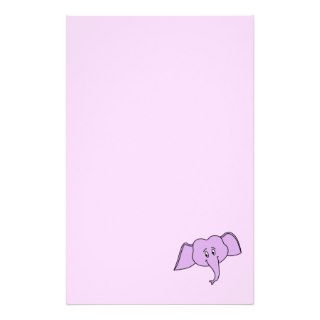 Purple Elephant Face. Cartoon. Stationery Design