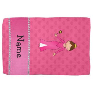 Personalized name pink princess pink hearts kitchen towels