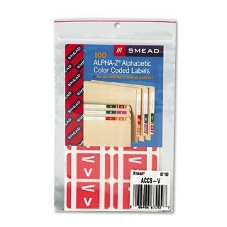 Smead   Alpha Z Color Coded Second Letter Labels, Letter V, Pink, 100/Pack   Sold As 1 Pack   Use as a secondary label with name labels, or use as primary coding labels. 