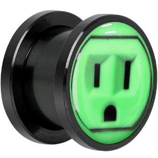 1/2" Black Titanium Outlet Glow in the Dark Screw Fit Plug Body Candy Jewelry