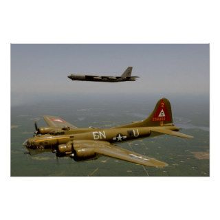 B17G and B52H Bombers in Flight Poster