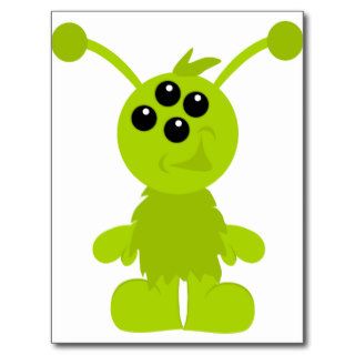 Little Monster Alien Creatures Post Card