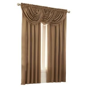 Emerald Crepe 37 in. L Brown Waterfall Valance with Beads EME5437BR