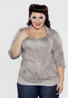 Sealed With A Kiss Designs Plus Size Ginger Knit Top   Size 1X, Leopard Blouses