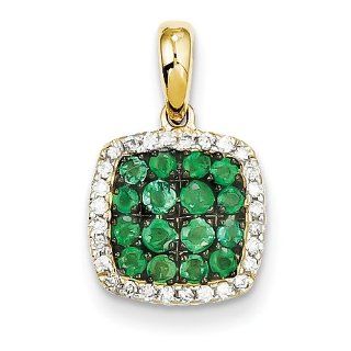 14k Diamond and Emerald Pendant   JewelryWeb Jewelry