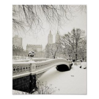 Central Park Winter   Snow on Bow Bridge Poster