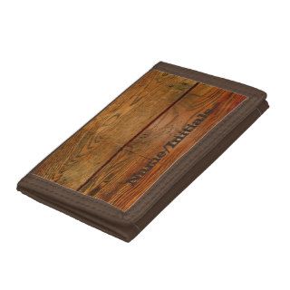 Faux Oiled Wood Plank Personalized Custom Trifold Wallet