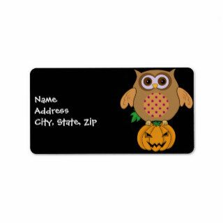 Retro Fall Pumpkin Owl Personalized Address Labels