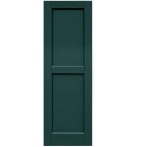 Winworks Wood Composite 15 in. x 45 in. Contemporary Flat Panel Shutters Pair #633 Forest Green 61545633
