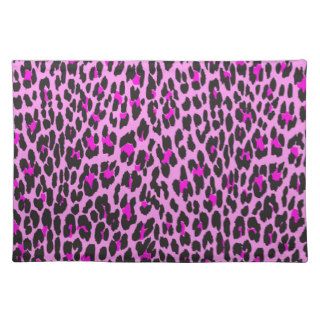 Animal Print, Spotted Leopard   Pink Black Place Mat