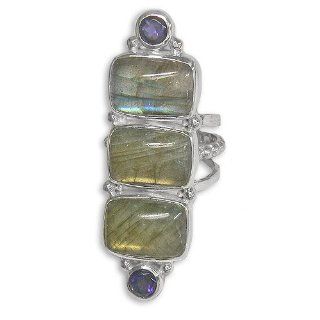 Sterling Silver Labradorite and Iolite Ring by Sajen, Size 7 Jewelry