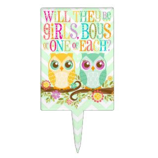 Owl Twins Gender Reveal / Unknown   Cake Topper
