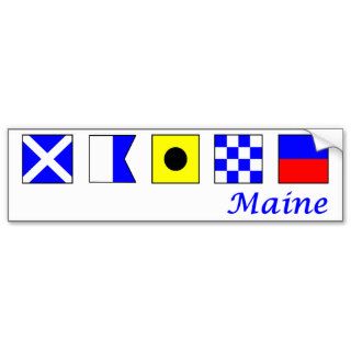 Maine spelled in nautical flag alphabet bumper sticker