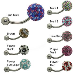 14 gauge 316L Surgical Sterling Silver Crystal accent Belly Ring Belly Rings