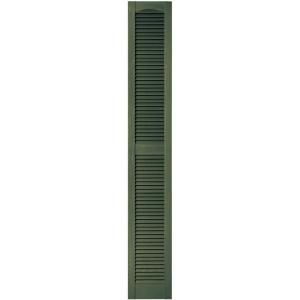 Builders Edge 12 in. x 80 in. Louvered Vinyl Exterior Shutters Pair in #283 Moss 010120079283