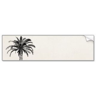 Retro Tropical Island Palm Tree in Black and White Bumper Stickers