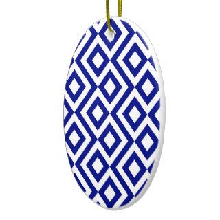 Blue and White Meander Christmas Tree Ornament