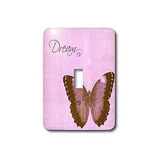 3dRose LLC lsp_110588_1 Dream Pink and Brown Butterfly Inspirational Art Single Toggle Switch   Switch Plates  