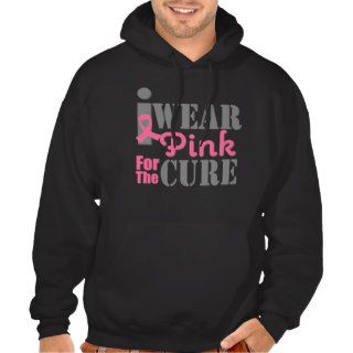BREAST CANCER PINK RIBBON For The Cure Hooded Sweatshirts