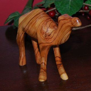 Hand Carved Olive Wood Baby Camel   Glossy Finish   Collectible Figurines