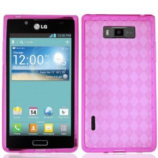 For LG Splendor US730 Snapshot Venice TPU Case Transparent Checker Pattern Pink 