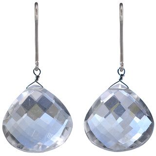 Ashanti Sterling Silver Natural Rock Crystal Earrings (Sri Lanka) Earrings