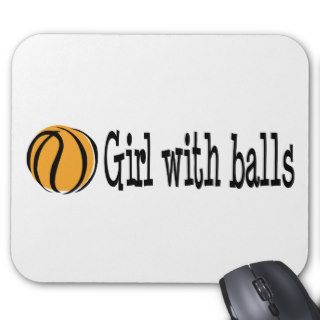 Girl with Balls Basketball Mouse Pad
