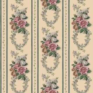 The Wallpaper Company 56 sq. ft. Jewel Tone Floral Stripe Wallpaper WC1281320